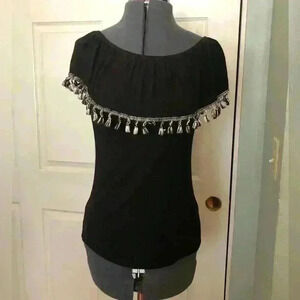SCOBE BLACK WHITE SENORITA TOP MEDIUM